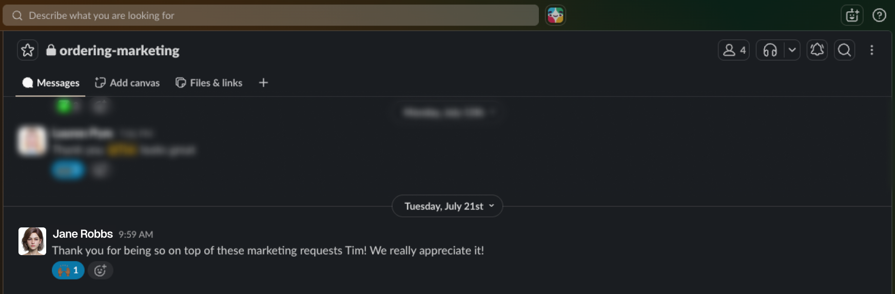 Slack feedback from Customer Success on the automated order process