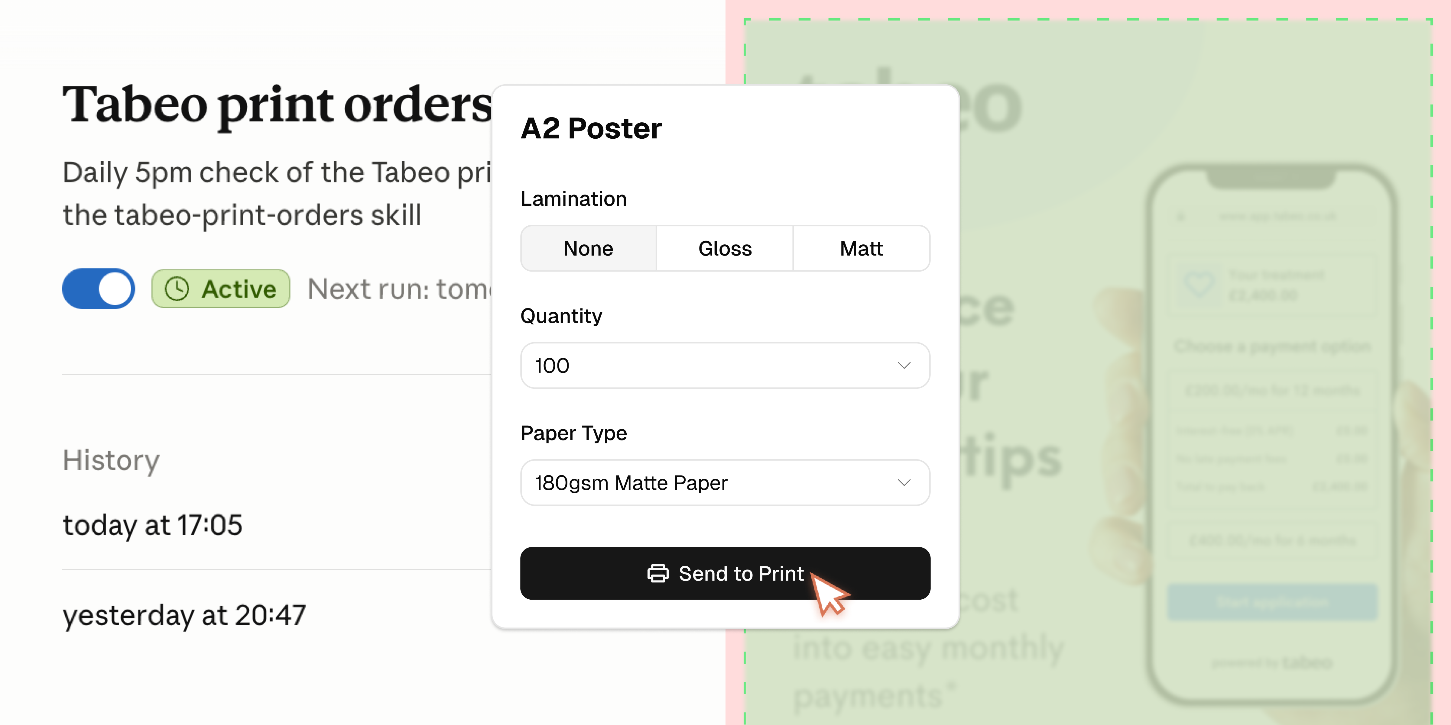 Automating Tabeo's print requests